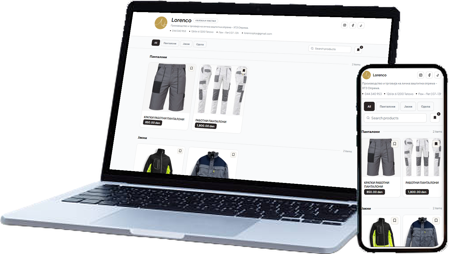 Katalogo catalog page shown on a laptop and a phone